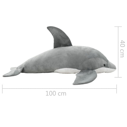 tøjdyr delfin plysstof grå
