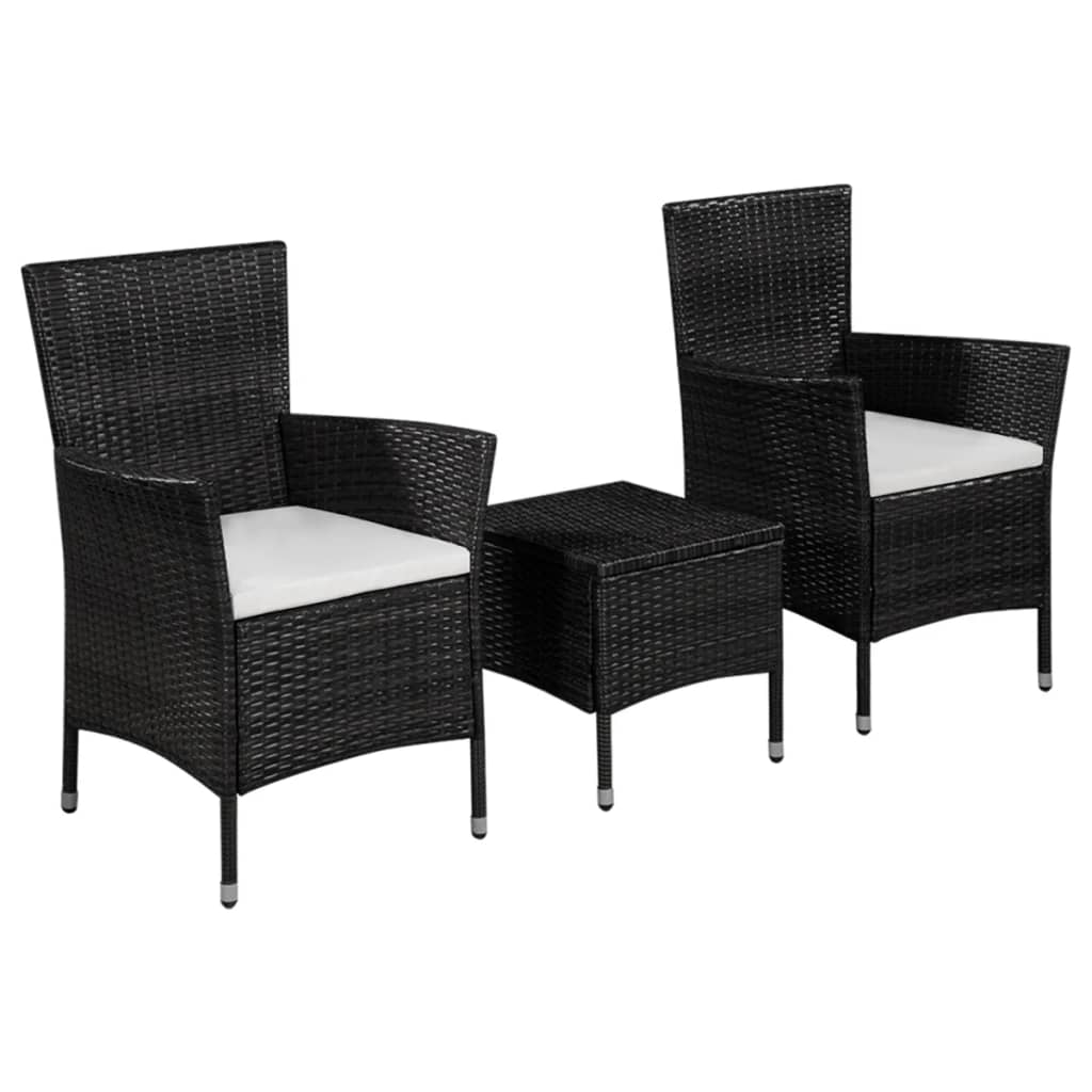 bistrost 3 dele polyrattan sort