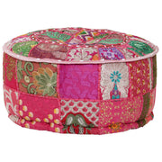 puffe med patchwork rund bomuld håndlavet 40 x 20 cm pink