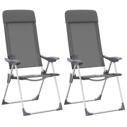 foldbare campingstole 2 stk. aluminium grå
