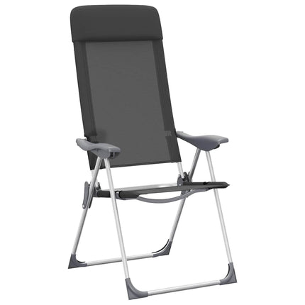 foldbare campingstole 2 stk. aluminium sort