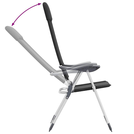 foldbare campingstole 2 stk. aluminium sort