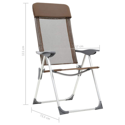 foldbare campingstole 4 stk. aluminium brun