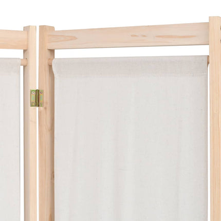 5-panels rumdeler 200 x 170 x 4 cm stof cremefarvet