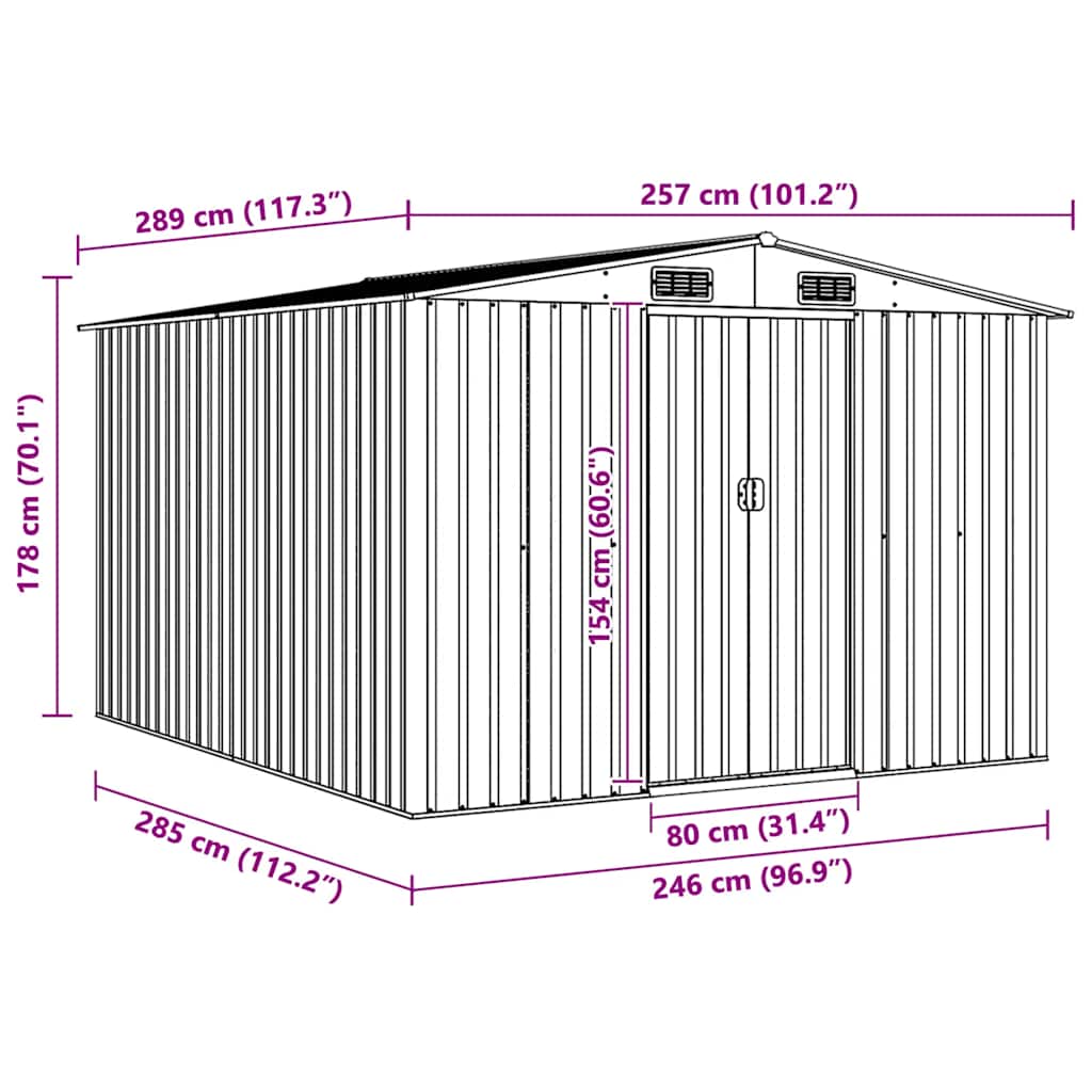 haveskur 257x298x178 cm metal grøn