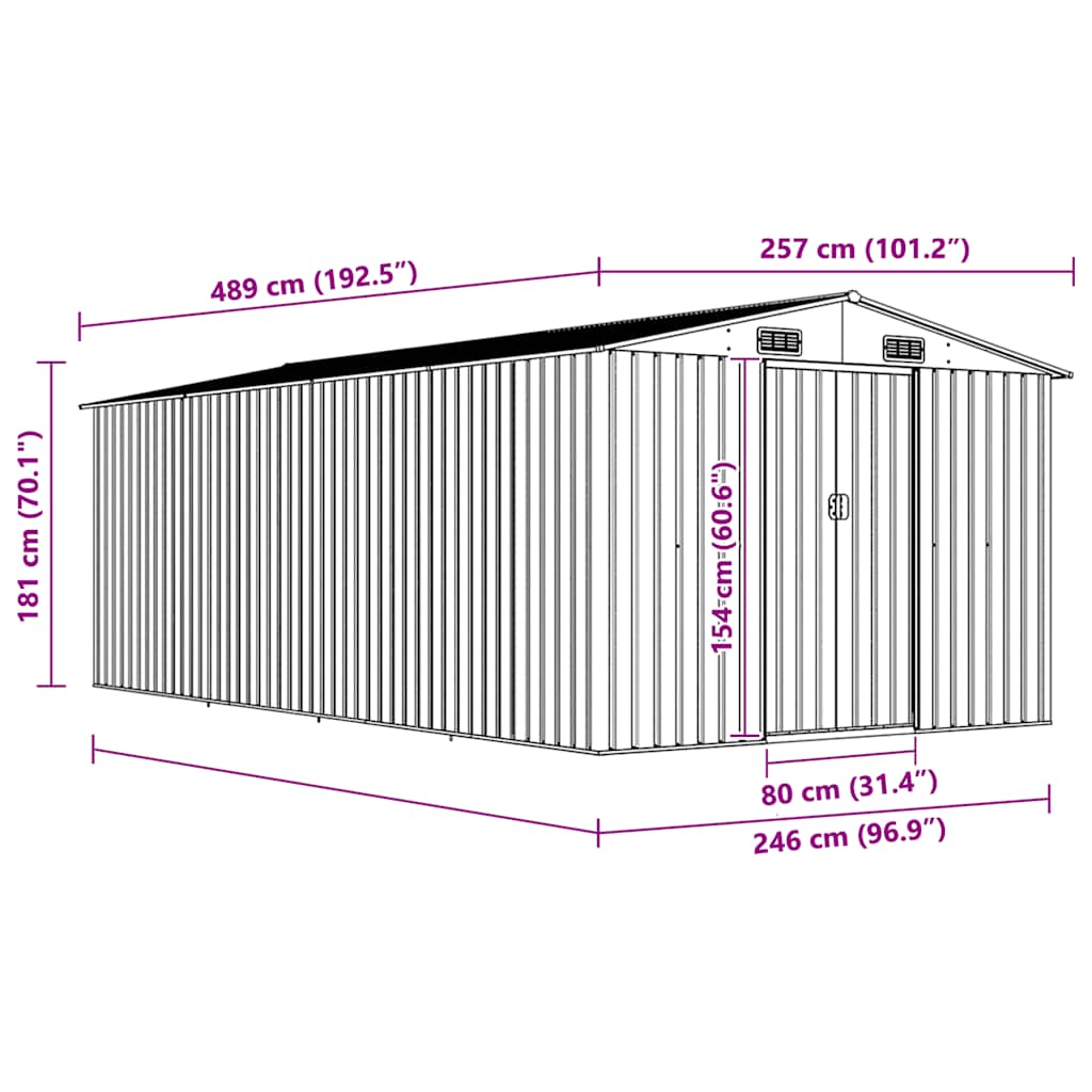 haveskur 257x489x181 cm metal brun