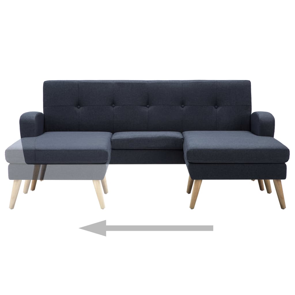 L-formet sofa stofbeklædning 186 x 136 x 79 cm mørkegrå