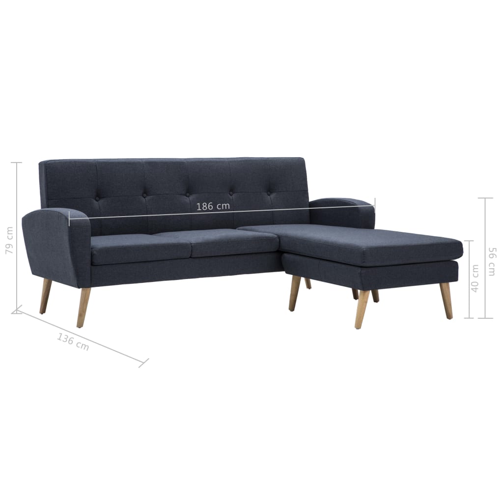 L-formet sofa stofbeklædning 186 x 136 x 79 cm mørkegrå