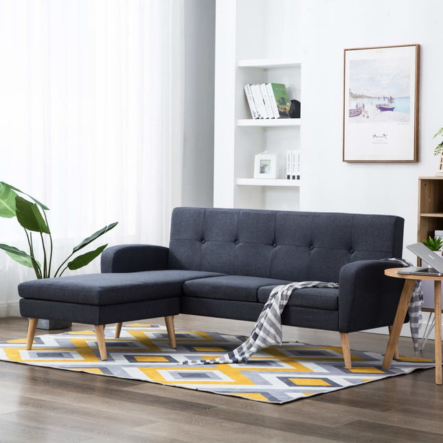 L-formet sofa stofbeklædning 186 x 136 x 79 cm mørkegrå