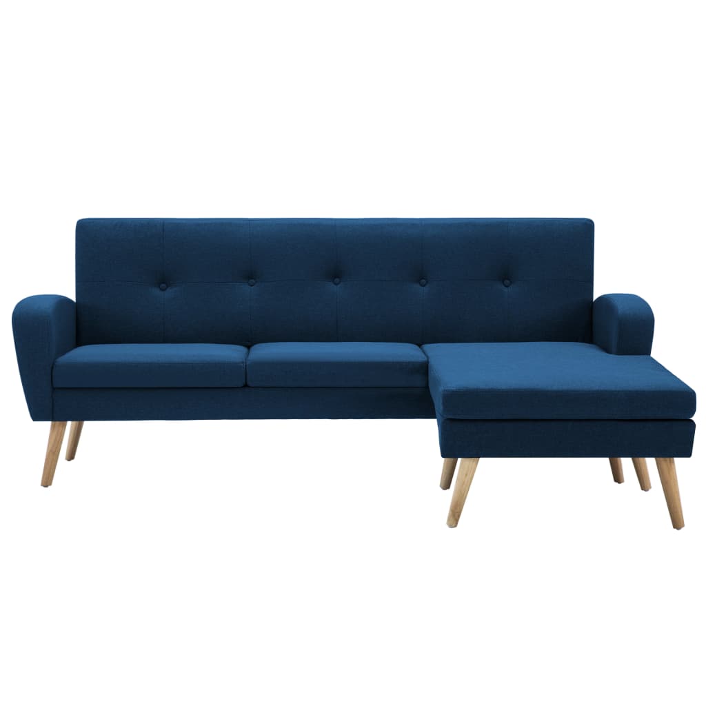 L-formet sofa i stofbeklædning 186 x 136 x 79 cm blå