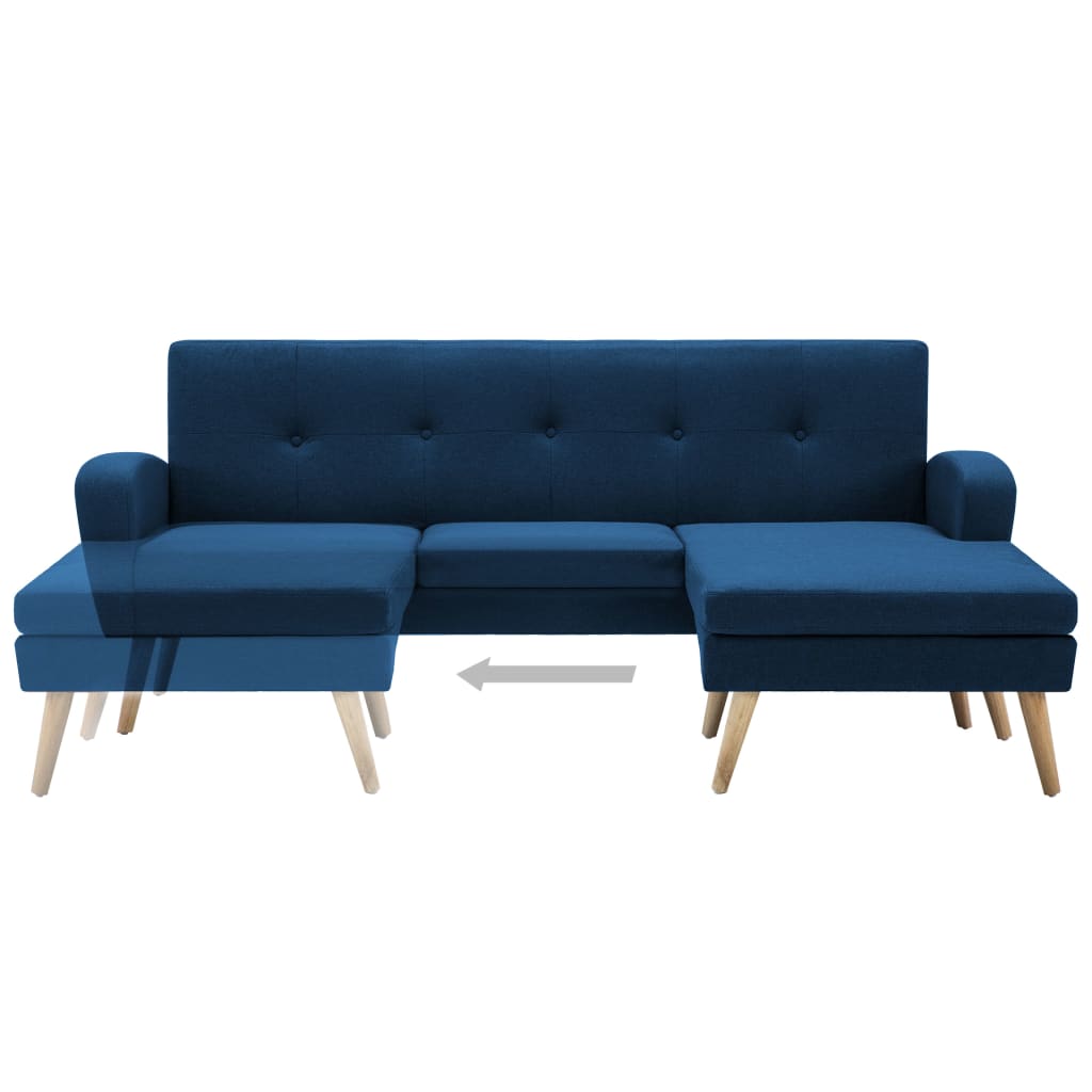 L-formet sofa i stofbeklædning 186 x 136 x 79 cm blå