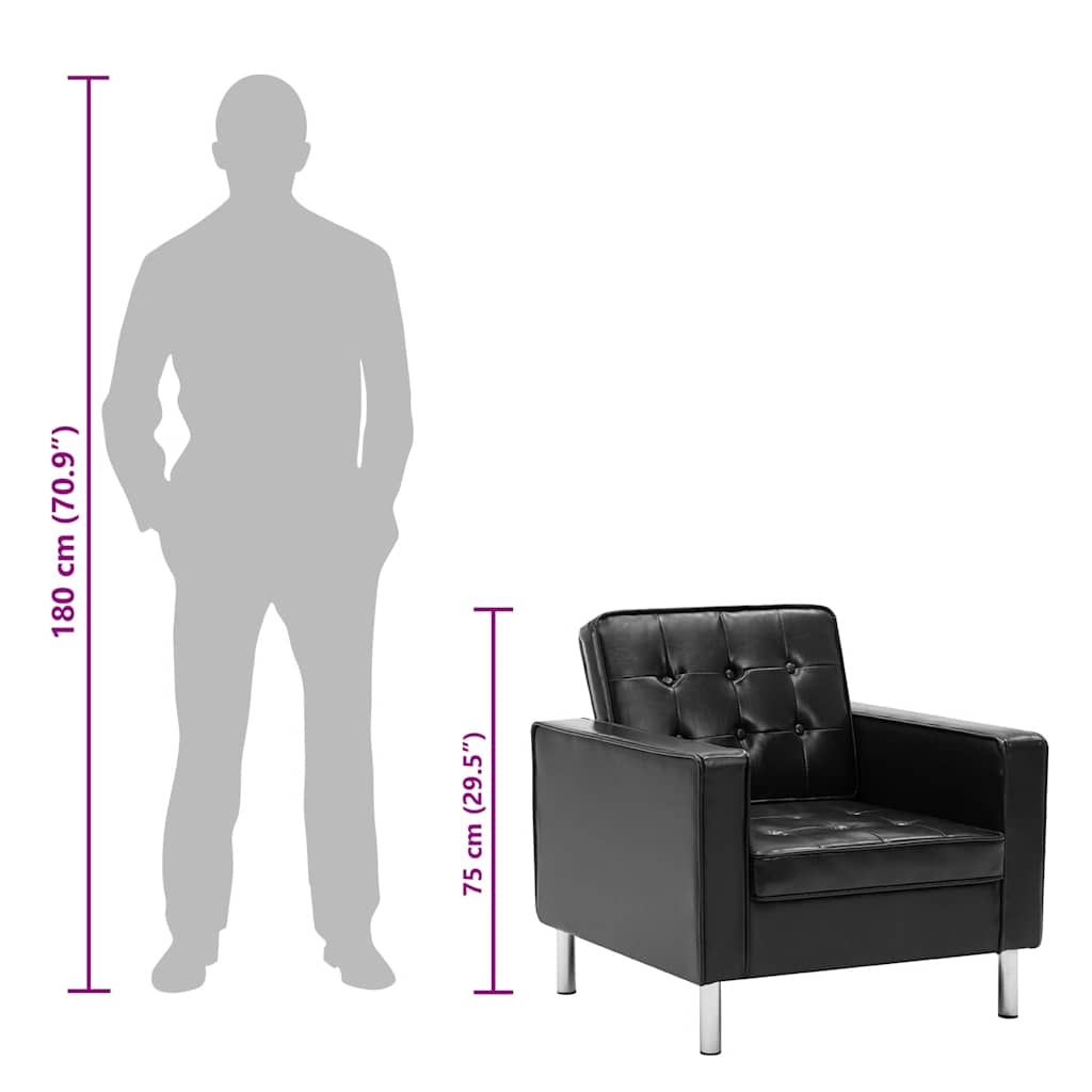 lænestol sort 75x70x75 cm kunstlæder