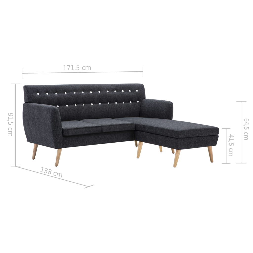 L-formet sofa 171,5x138x81,5 cm stofbetræk mørkegrå