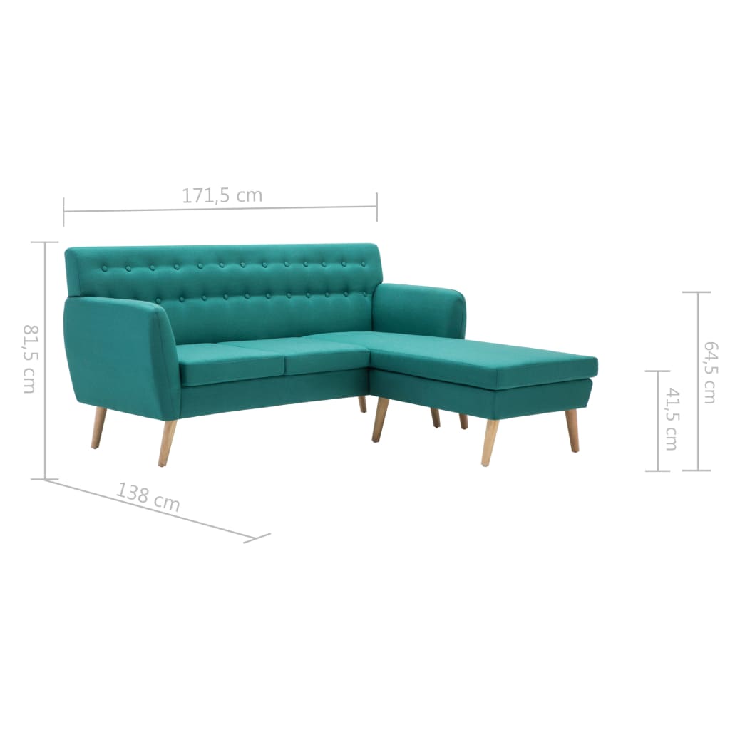 L-formet sofa 171,5x138x81,5 cm stofbetræk grøn