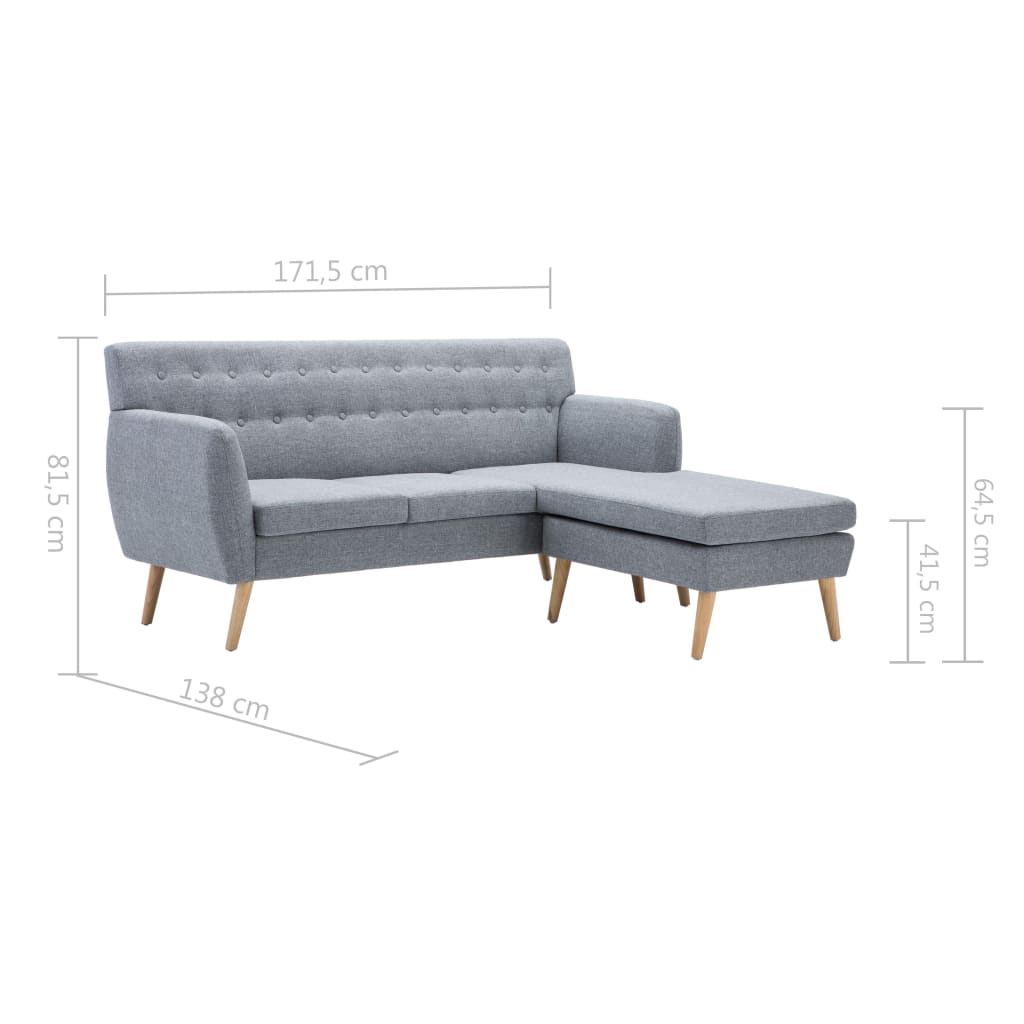 L-formet sofa 171,5x138x81,5 cm stofbetræk lysegrå
