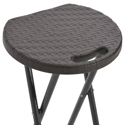 foldbare barstole 2 stk. HDPE og stål brun rattanlook