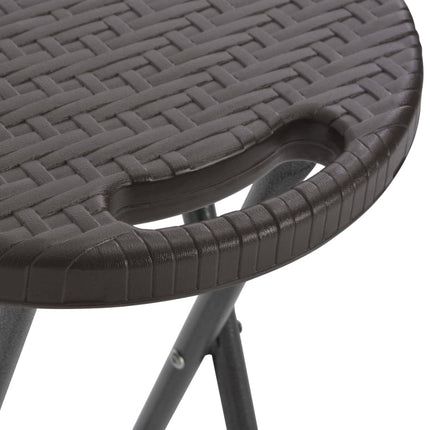 foldbare barstole 2 stk. HDPE og stål brun rattanlook