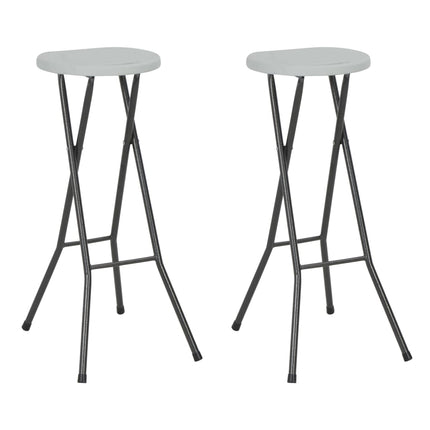 foldbare barstole 2 stk. HDPE og stål hvid