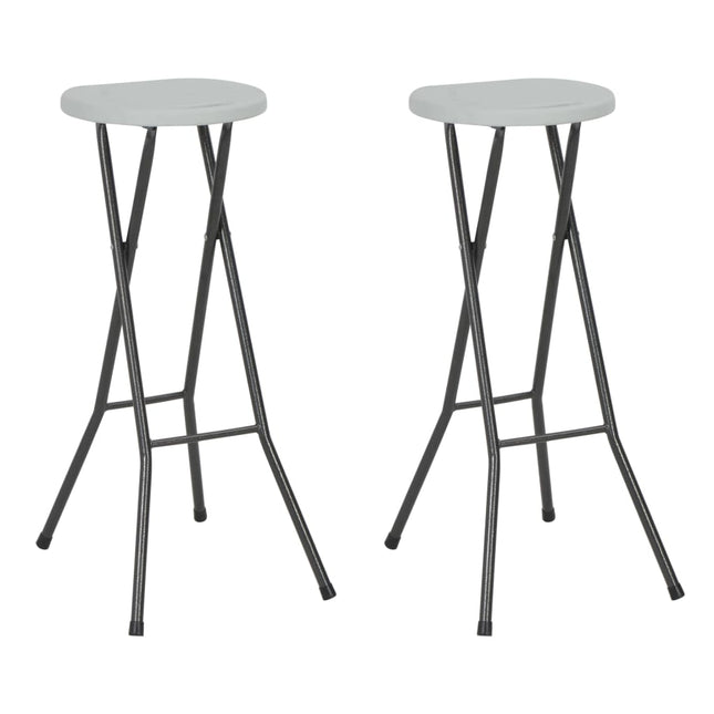foldbare barstole 2 stk. HDPE og stål hvid