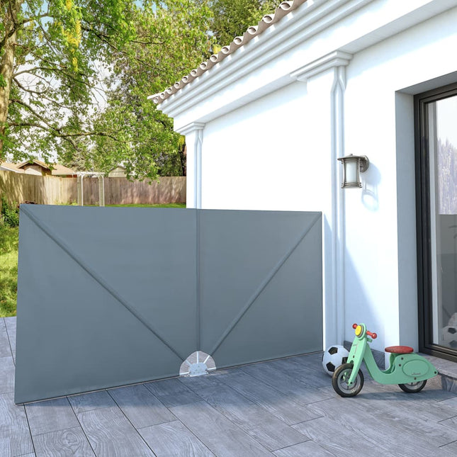 sammenklappelig sidemarkise til terrasse grå 300 x 150 cm