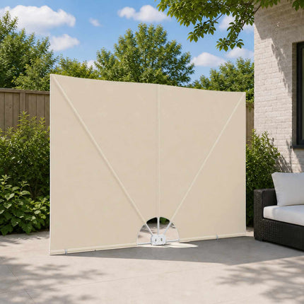 sammenklappelig sidemarkise til terrasse cremefarvet 300 x 150 cm
