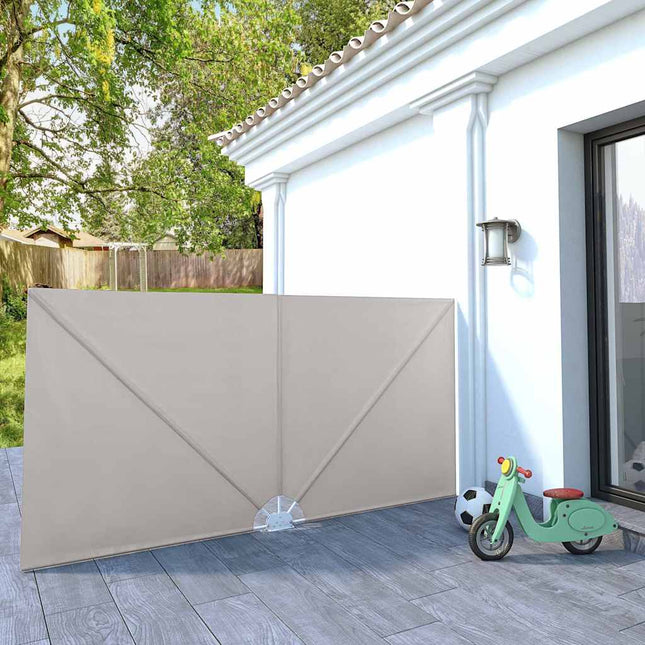 sammenklappelig sidemarkise til terrasse cremefarvet 300 x 150 cm