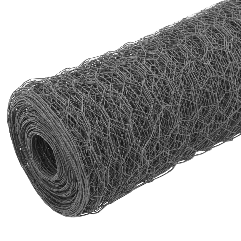 hønsenet stål med PVC-belægning 25 x 1,5 m grå