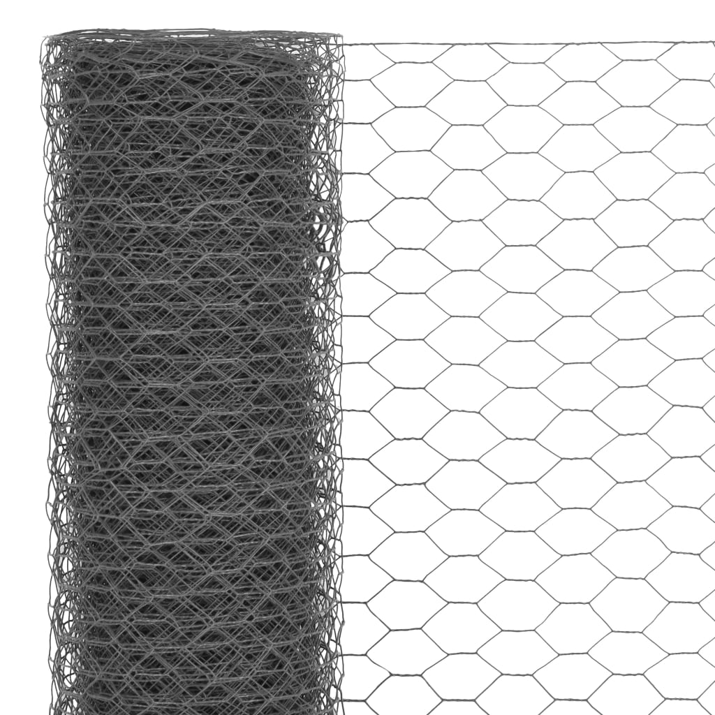 hønsenet stål med PVC-belægning 25 x 1,5 m grå