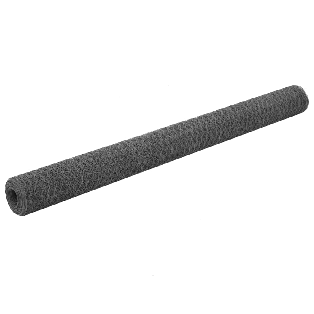hønsenet stål med PVC-belægning 25 x 1,5 m grå