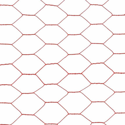 hønsenet stål med PVC-belægning 25 x 1,2 m rød