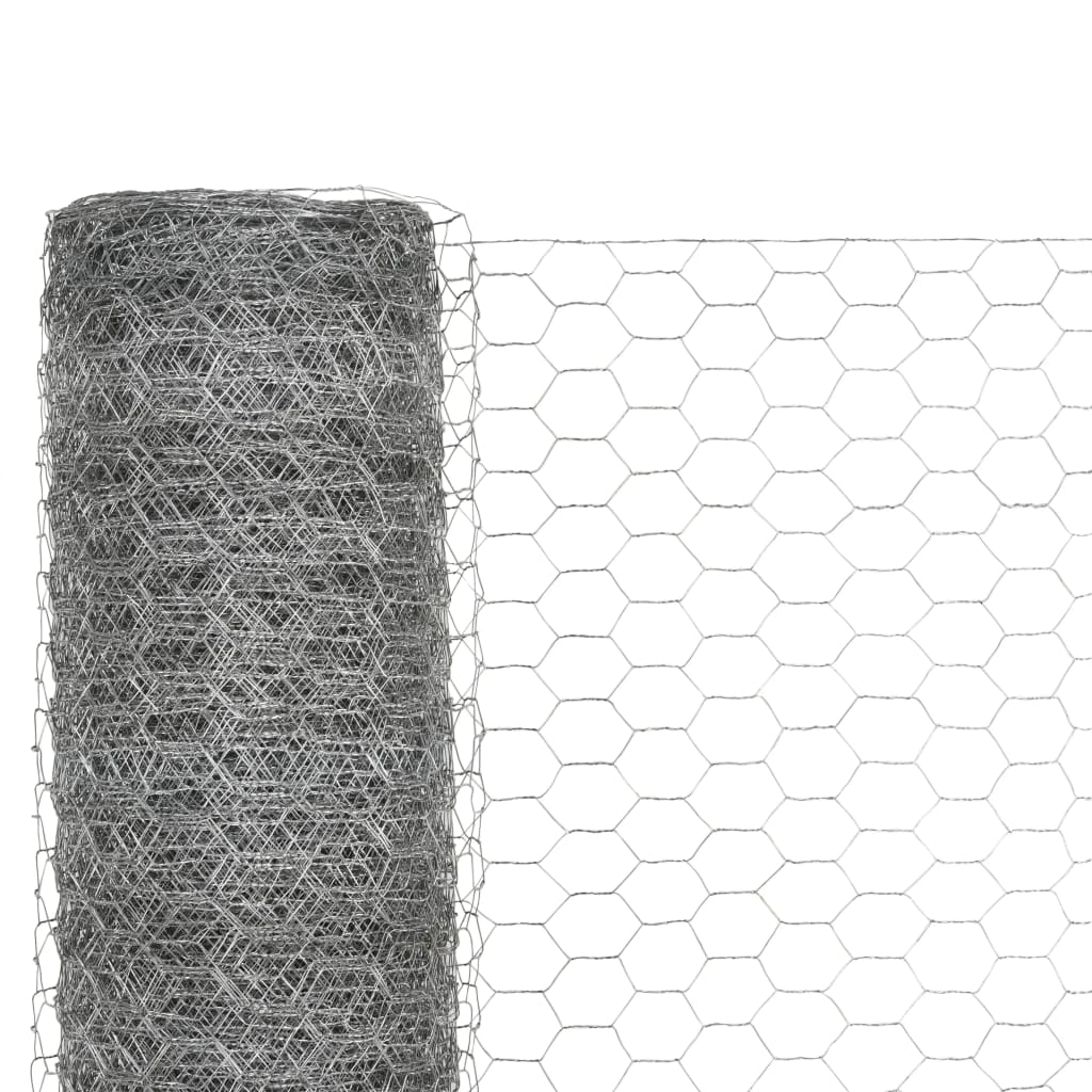 hønsenet galvaniseret stål 25 x 1,2 m sølvfarvet