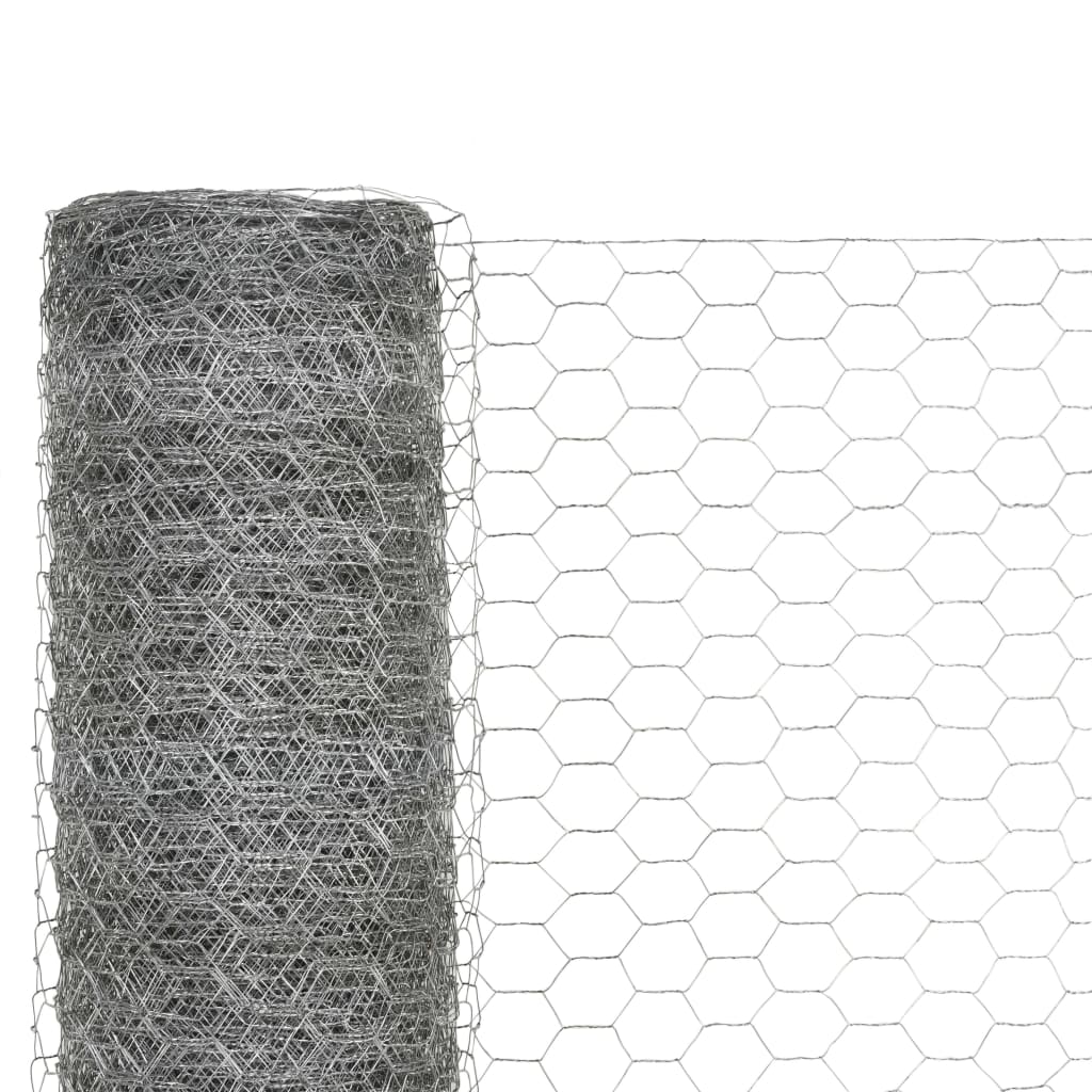 hønsenet galvaniseret stål 25 x 1,2 m sølvfarvet