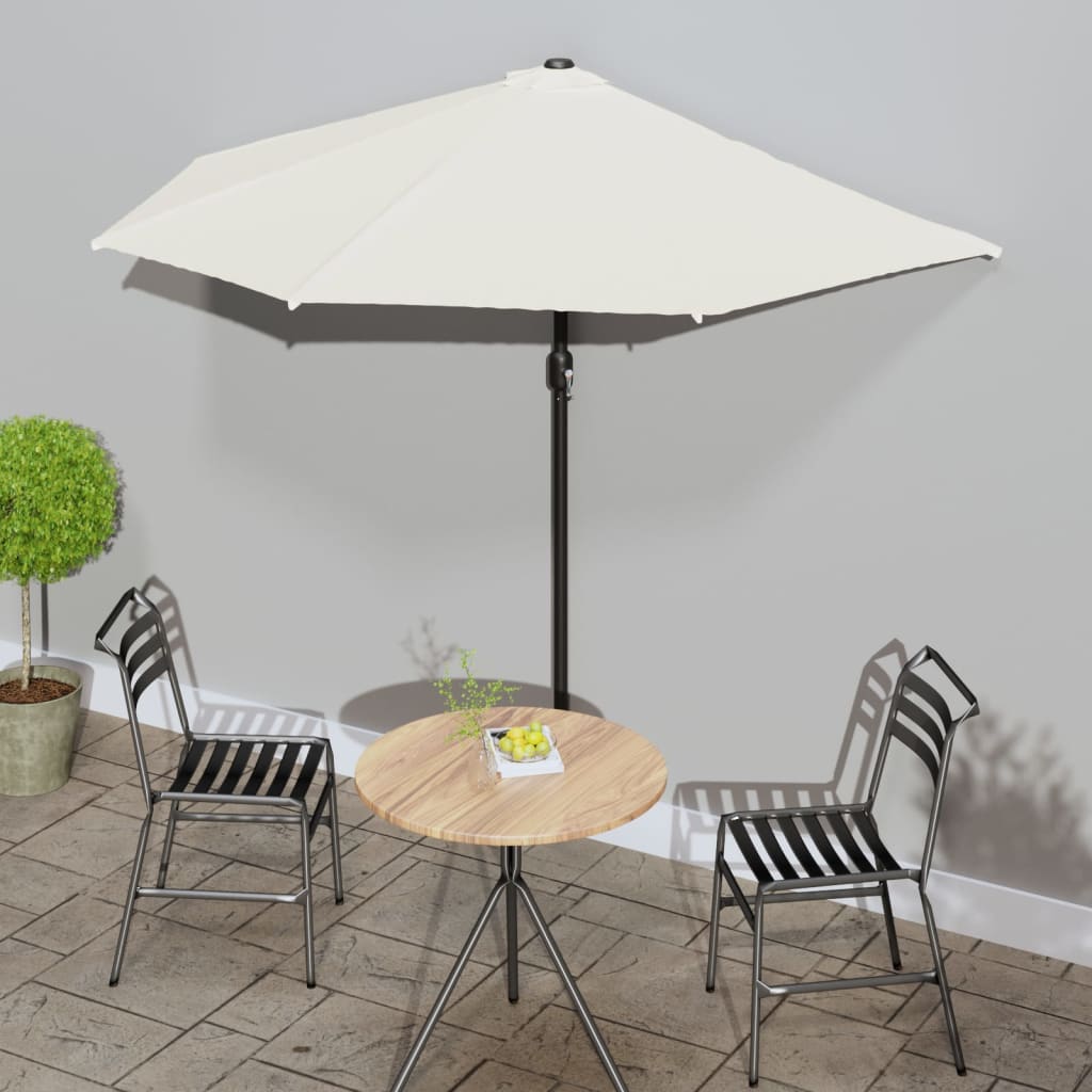 balkonparasol med aluminumsstang sandfarvet 270 x 144 cm halv billede