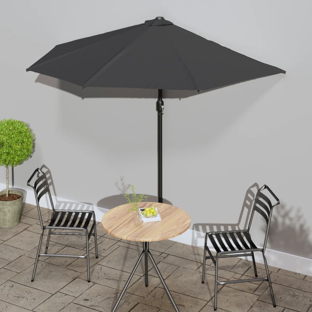 balkonparasol med aluminumsstang antracitgrå 270 x 144 cm halv billede