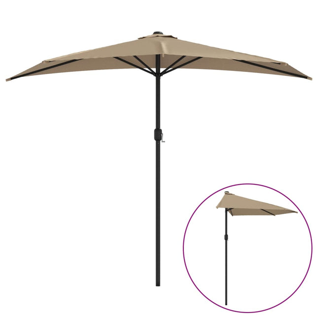 balkonparasol med aluminumsstang gråbrun 270 x 144 cm halv