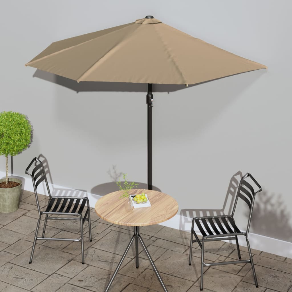 balkonparasol med aluminumsstang gråbrun 270 x 144 cm halv billede