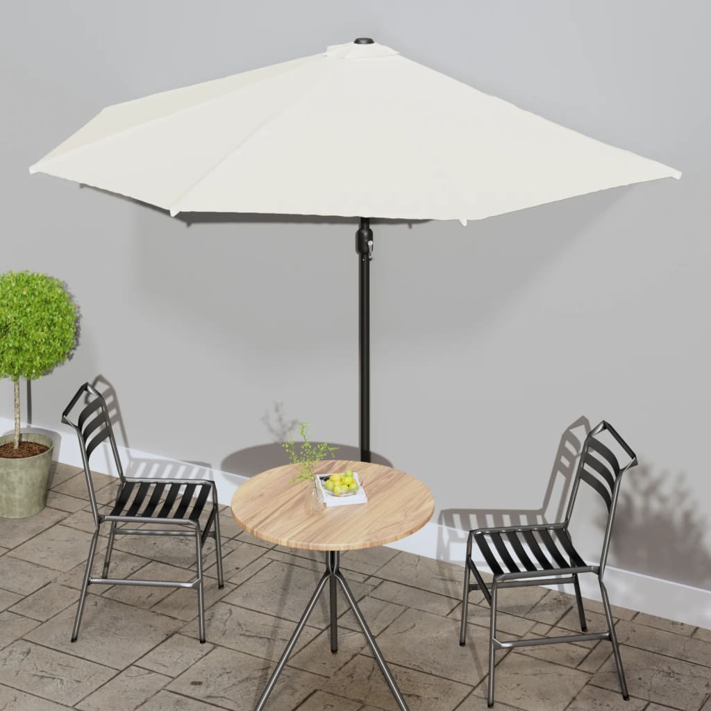 balkonparasol med aluminumsstang sandfarvet 300 x 155 cm halv billede
