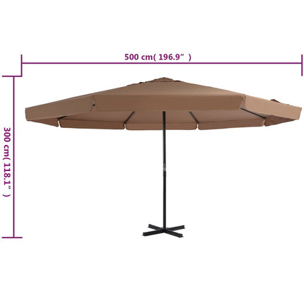 udendørs parasol med aluminiumsstang 500 cm gråbrun