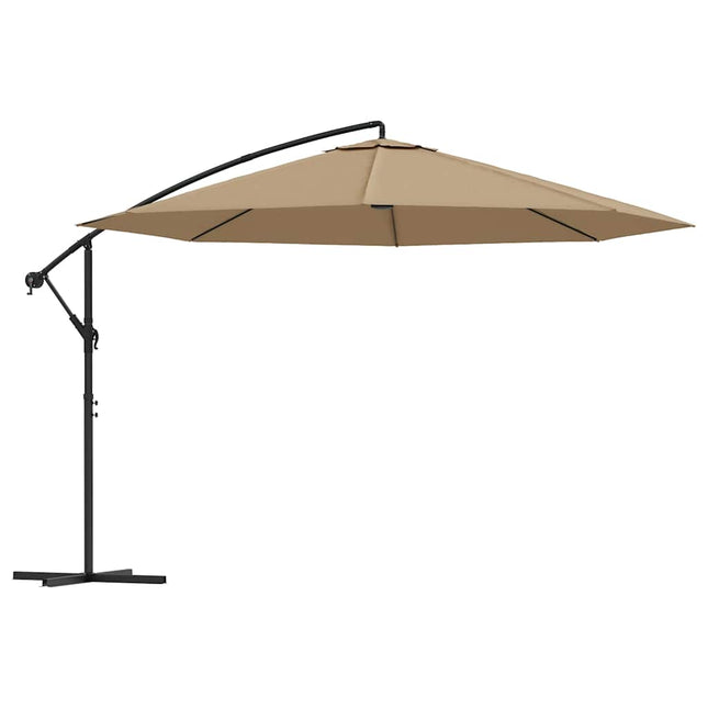 hængeparasol 350 cm aluminiumstang gråbrun