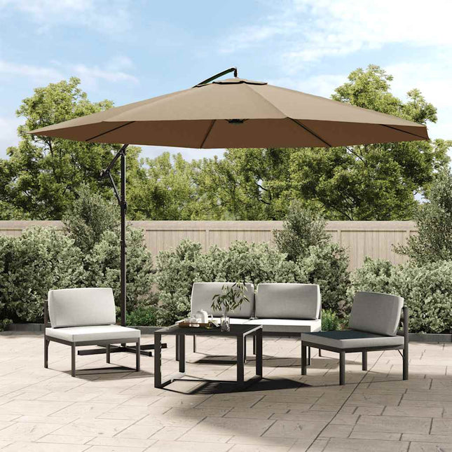 hængeparasol 350 cm aluminiumstang gråbrun
