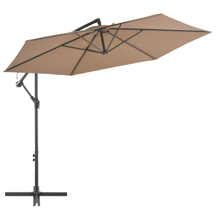 hængeparasol 300 cm aluminiumstang gråbrun