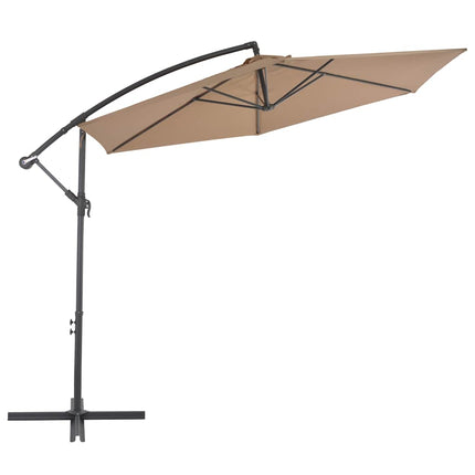 hængeparasol 300 cm aluminiumstang gråbrun