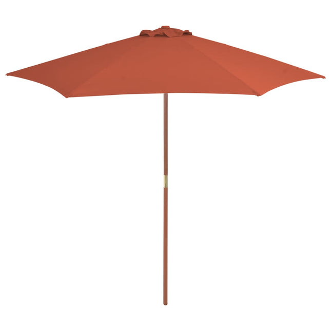 parasol 270 cm træstang terrakottafarvet