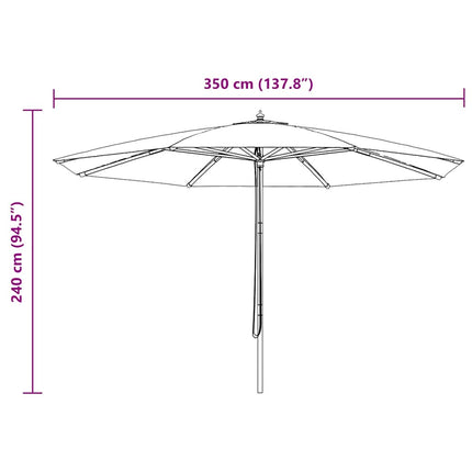 udendørs parasol med træstang 350 cm sandhvid