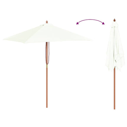 parasol 150x200 cm træstang sandfarvet