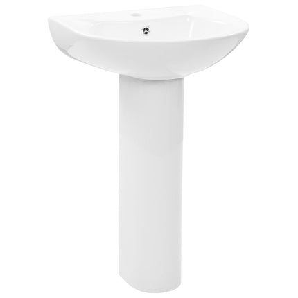 fritstående håndvask med piedestal keramik hvid 520 x 440 x 190 mm
