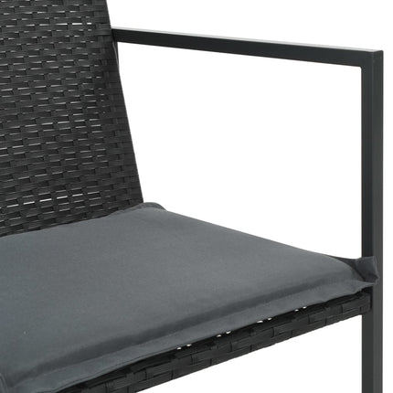 udendørs spisebordssæt 5 dele med hynder polyrattan sort