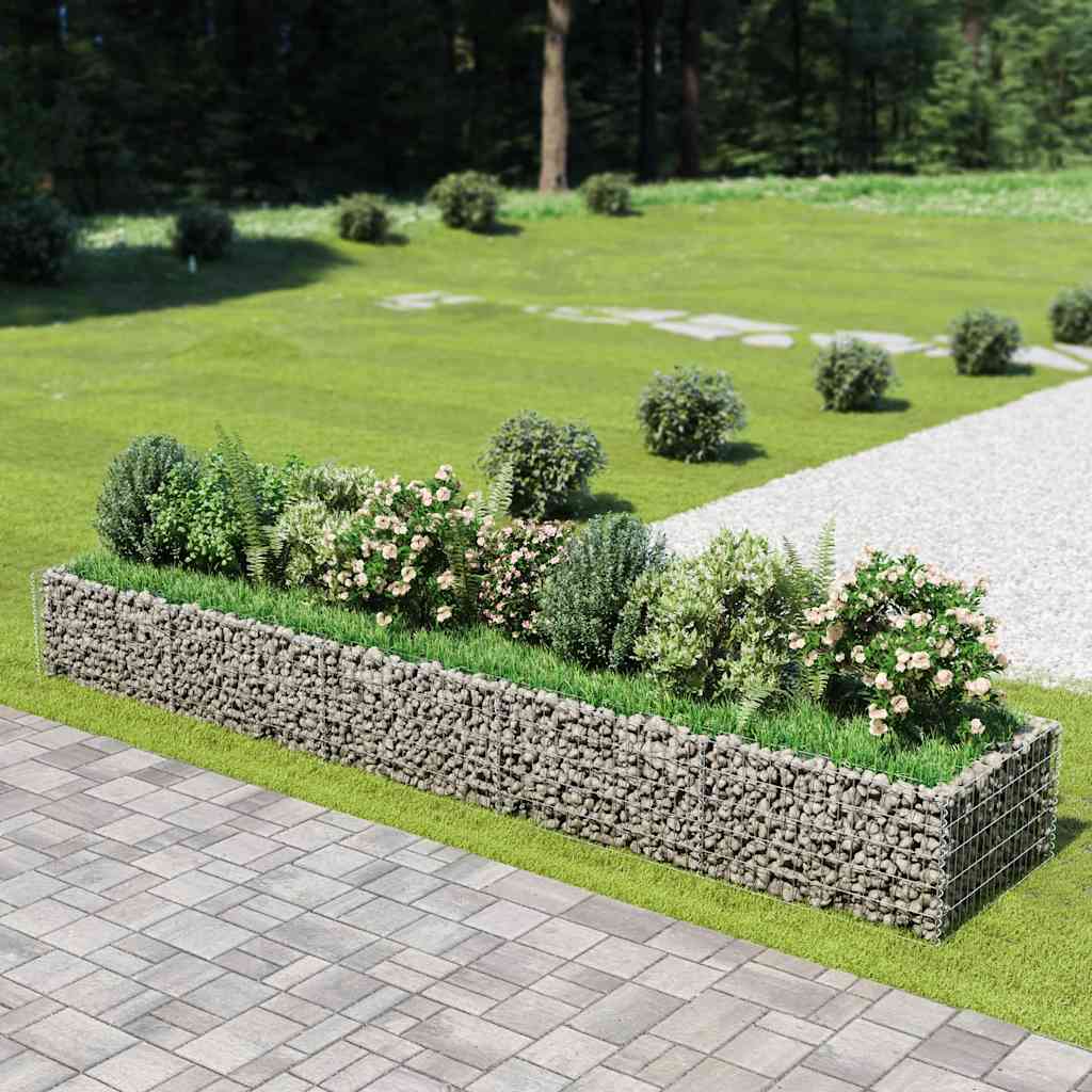 Gabion-højbed 450 × 90 × 50 cm i galvaniseret stål - sølvfarvet