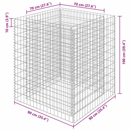 gabion-højbed 90x90x100 cm galvaniseret stål