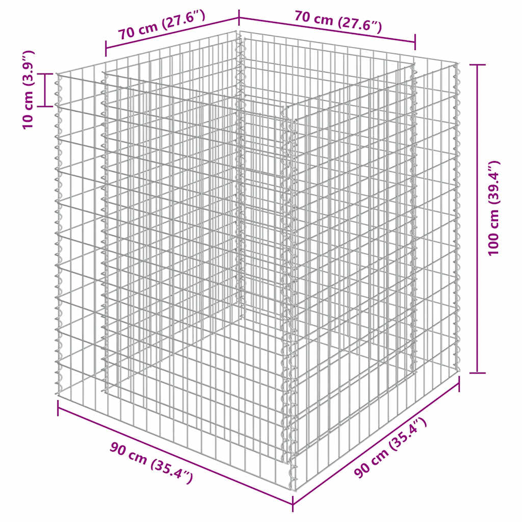 gabion-højbed 90x90x100 cm galvaniseret stål